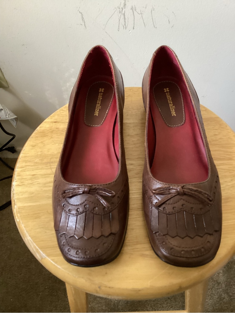 Naturalizer Brown Leather Kiltie Fringe Slip-On Loafers